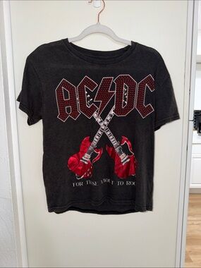 AC/DC "For Those About to Rock" Studded Vintage Style Band Tee | M